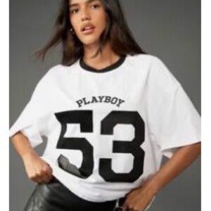 PLAYBOY White short sleeve Jersey with Black 53 Graphic XL